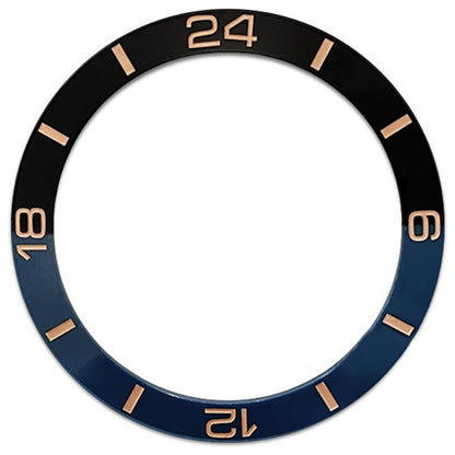 38 mm dunkelblau + schwarz Halbmaßstab Keramik poliert Uhr Lünette Fit SUB007 Uhr 