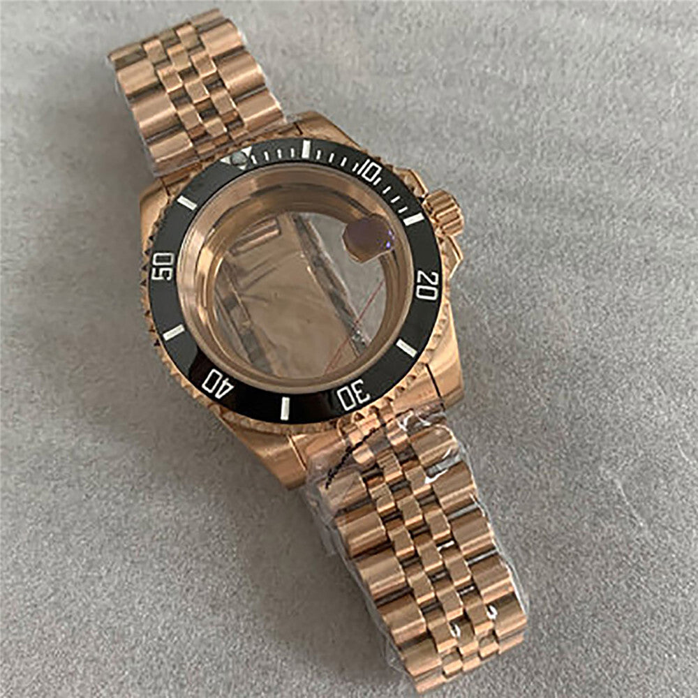 40 mm goldenes Uhrengehäuse-Armband für NH35/36-Uhrwerk, modifiziertes Saphirglas 