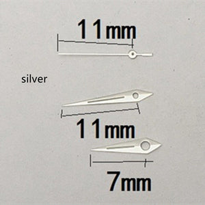 11mm Silver Trim Arrow Shape Green Lume Watch Hands for Miyota 1M12 Movement