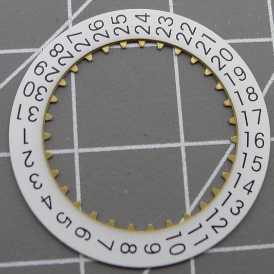White date disk wheel for China Made/ETA 7750 movement with date display at 3 o'clock.