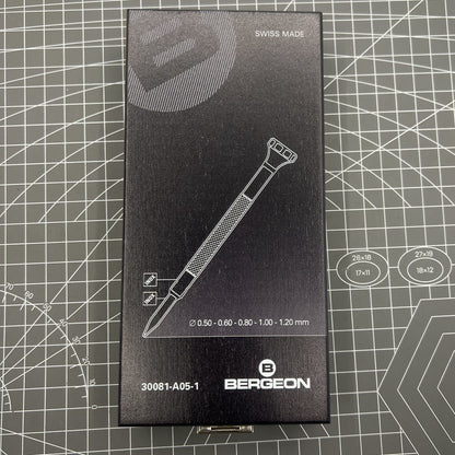 Swiss Bergeon set of 5 ergonomic precision screwdrivers for detailed watch repair tasks.