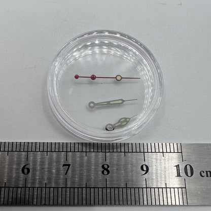 Uhrzeiger, 12,5 mm, grüne Leuchtmasse, silberner Rand, roter Sekundenzeiger für NH35 NH36-Uhrwerk