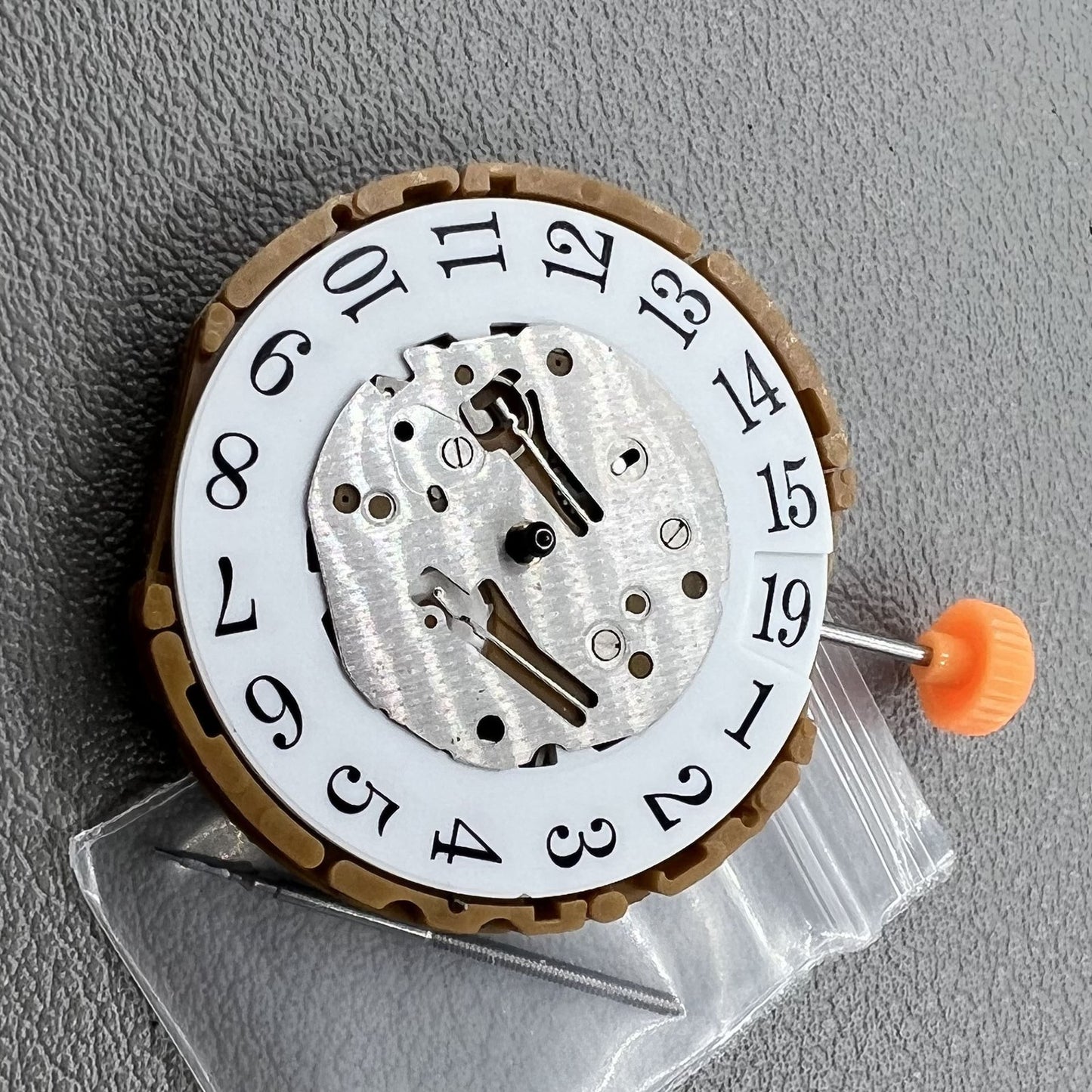 Close-up of Japan Miyota GP01 quartz watch movement, precise and reliable for quality watch accessories.