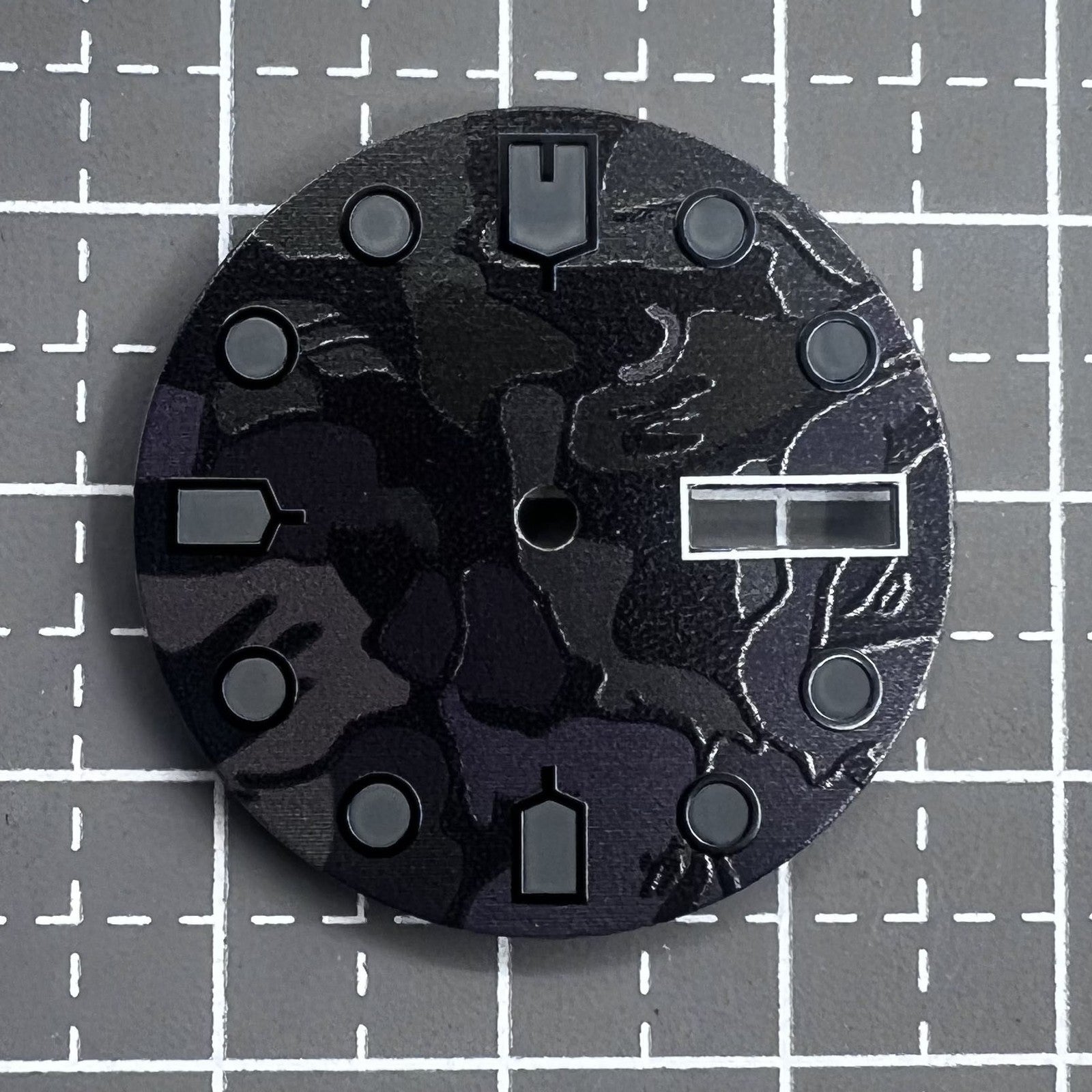 Black luminous watch dial with green accents for NH36 4R36 movement by Schwarzes, ideal for watch repairs.