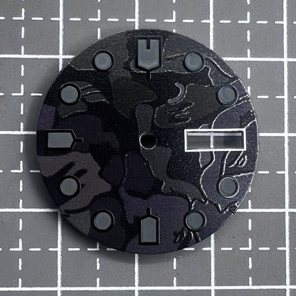 Black luminous watch dial with green accents for NH36 4R36 movement by Schwarzes, ideal for watch repairs.