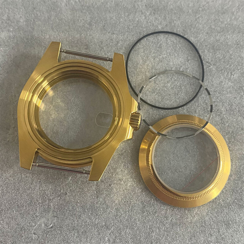 40MM PVD gold watch case by SUB with sapphire glass back, compatible with NH35/NH36 movement