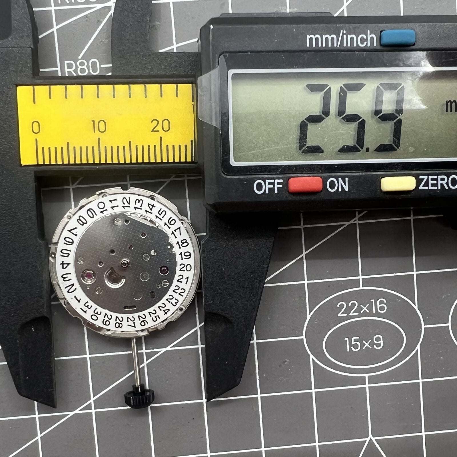 Miyota Citizen 9010 automatic watch movement with date display at 3 o'clock, ultra-thin design for sleek watch accessories