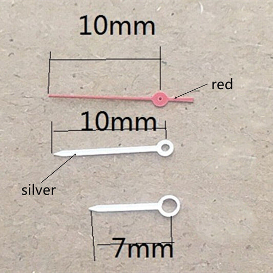 Aiguilles de montre argentées et rouges 10 mm sans lumens pour mouvement Miyota 1M12