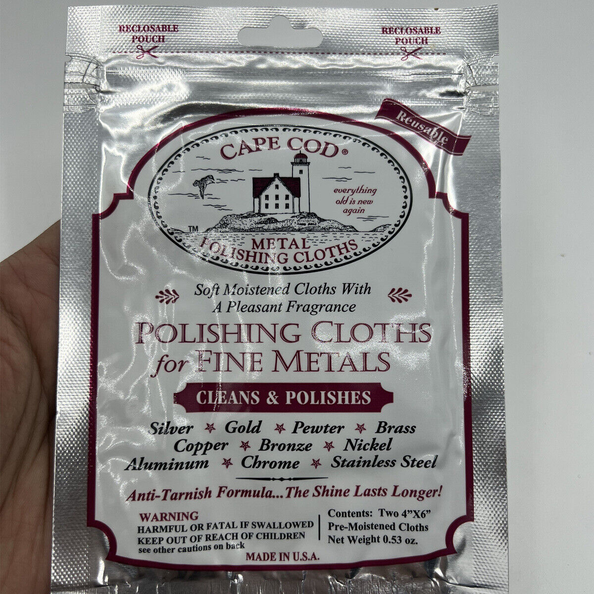 Cape Cod polishing cloths by Cape Cod, set of 2 for cleaning and shining watches and jewelry.