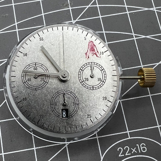 Dandong 7750 7753 automatic watch movement showing single calendar at 6 o'clock for precision timekeeping