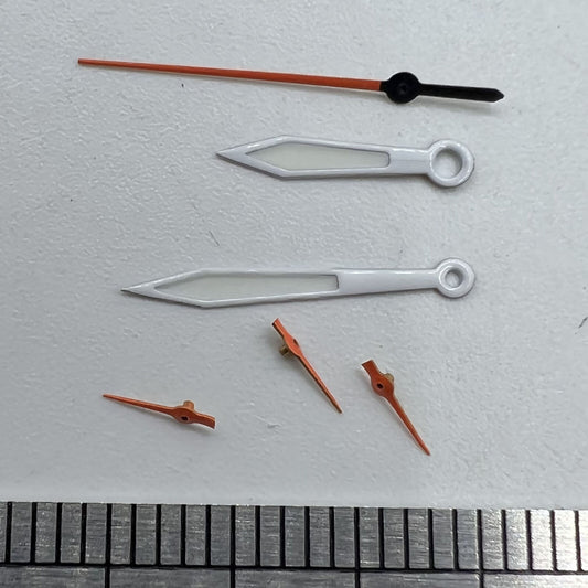 14mm orange and white second watch hand for Miyota OS series, precise timing accessory.