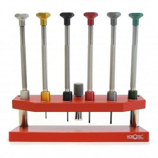 Horotec MSA01.201D Watchmakers Screwdriver Set of 6 with Sturdy Aluminium Stand