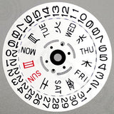 White Date Disk Wheel Japanese Font for NH36 Movement  Crown 3/3.8 Position