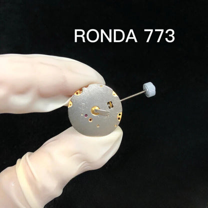 Original Swiss Made Ronda 773 quartz movement in gold gilted watch accessory for precise timekeeping.