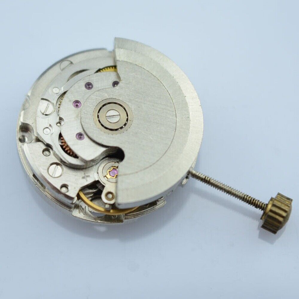 Silver 17.2mm cufflink button featuring Asian automatic mechanical movement for ladies' watches.