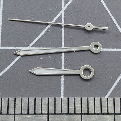 Silver-trimmed arrow-shaped 13mm watch hands for Miyota 2315 & 2035 movements by Arrow.