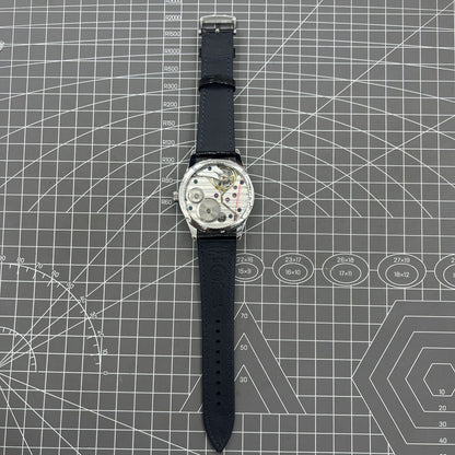 42mm men's watch with Seagull ST3600 manual movement, white dial, classic style.