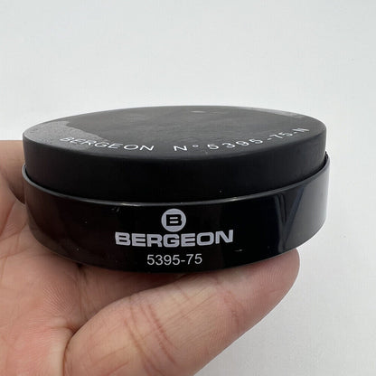 Bergeon 5395-75-N black gel cushion, 75mm, protects watches during repair and maintenance tasks.