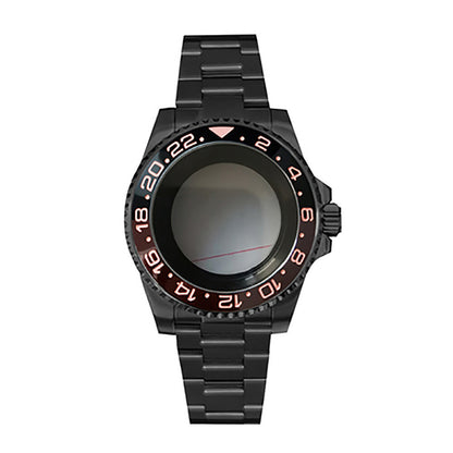 Boîtier de montre 40 mm avec bracelet en acier inoxydable noir PVD et verre saphir pour NH35/NH36 