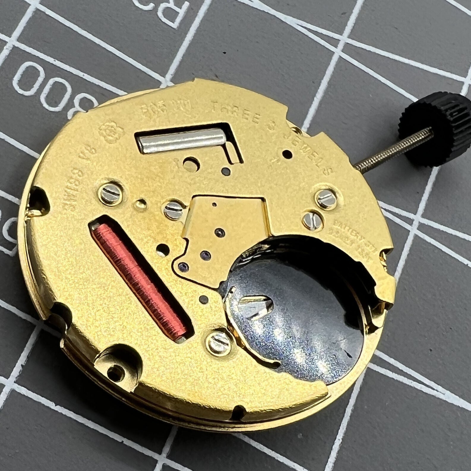 ETA F05.111 Swiss quartz movement watch with three hands and date display at 3 o'clock by ETA.