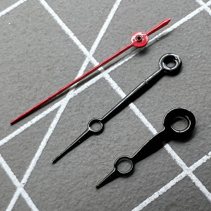 15mm Black and Red painted watch hands set with no lume for Miyota 2035 2115 2105 2305 movements