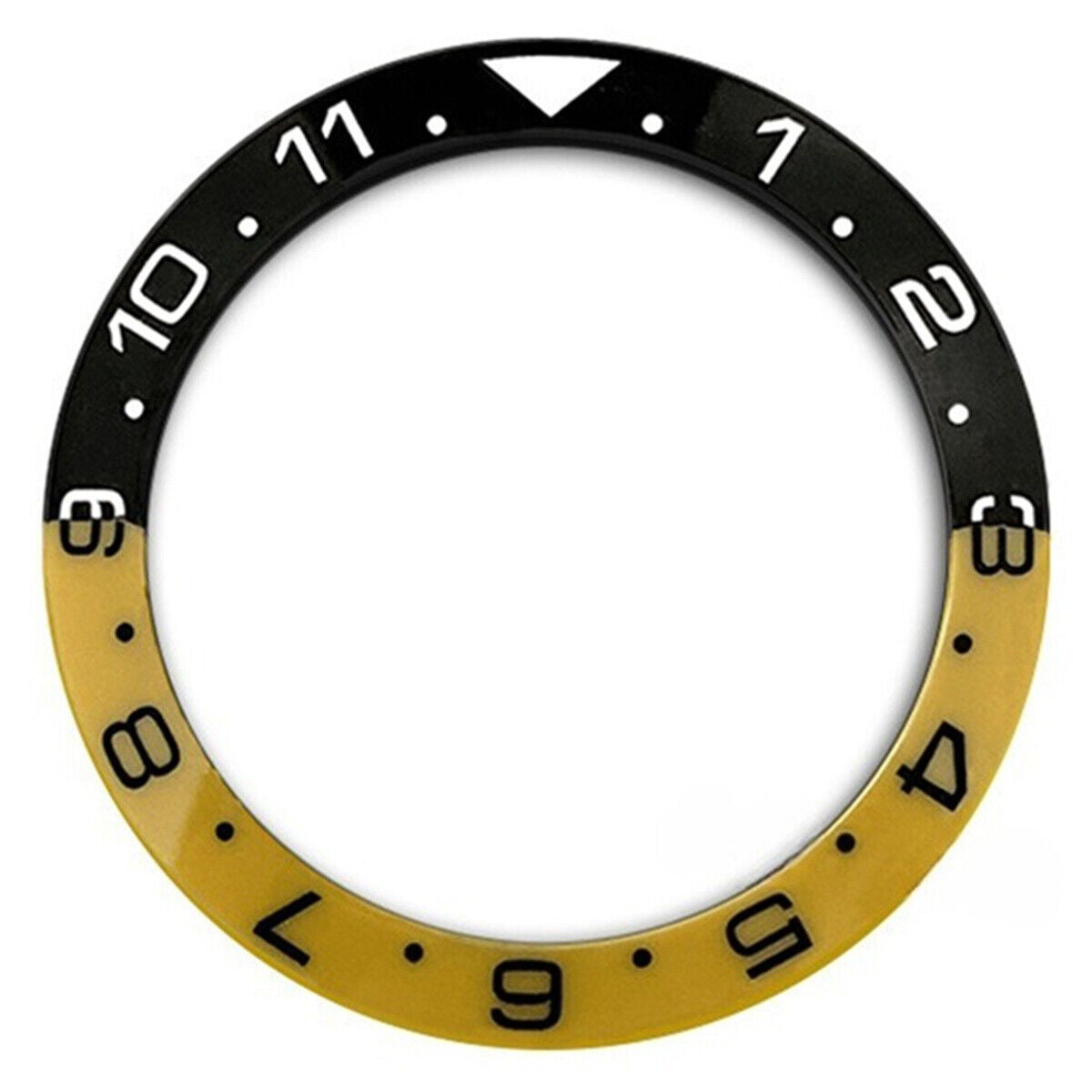 38mm Ceramic Black and Yellow Bezel Ring by Slope for SUB 007 Watch, enhances style and durability