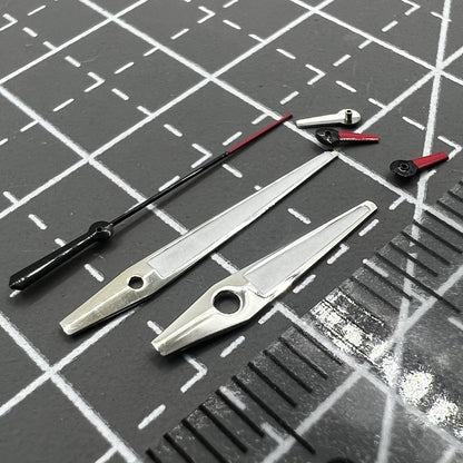 Red and white small second watch hands with silver trim for Miyota OS10 OS20 OS60 OS80 movements.