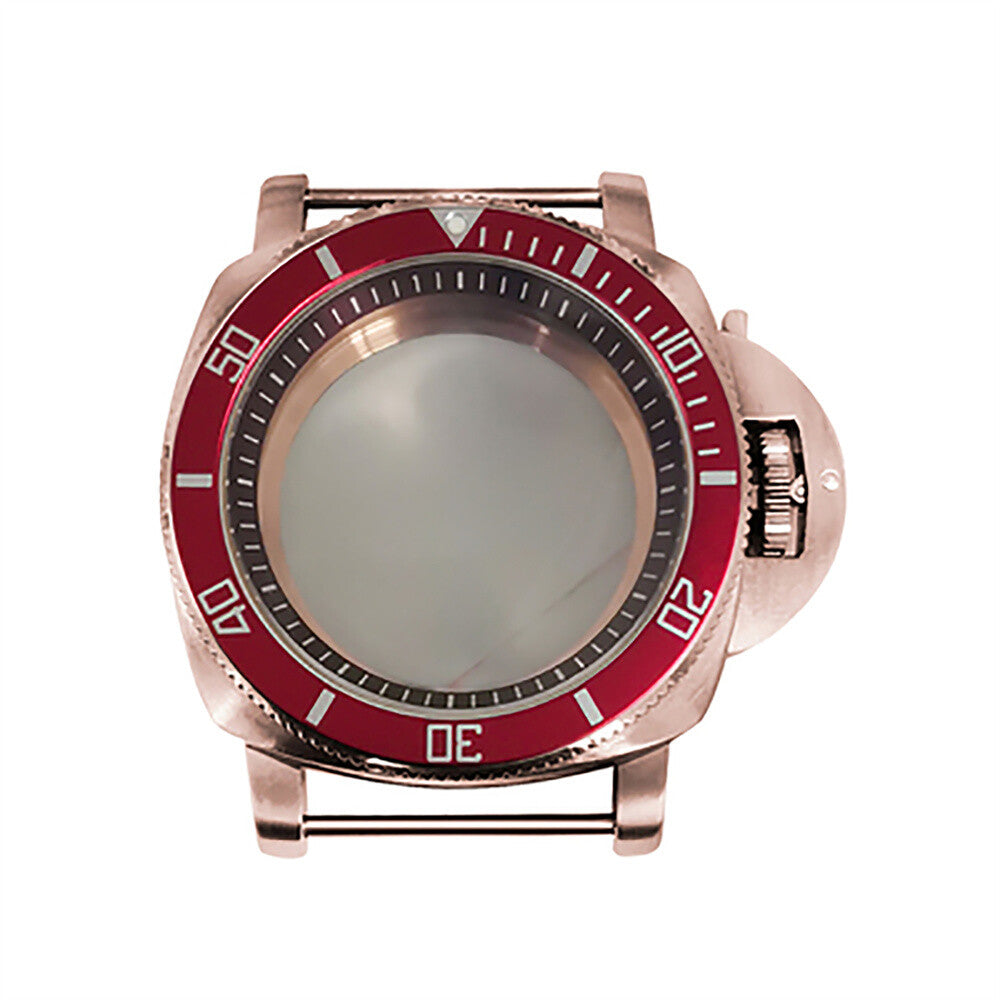 42 mm Mineralspiegel PVD Stahl Roségold Uhrengehäuse für NH35/NH36/4R/7S 