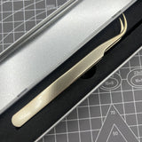 High Quality Stainless Steel Tweezers Golden Curved Elbow Forceps