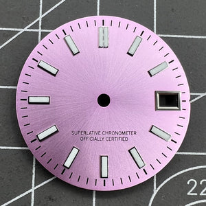 Pink Watch Dial Green Luminous Metal Polished  for NH35 Movement