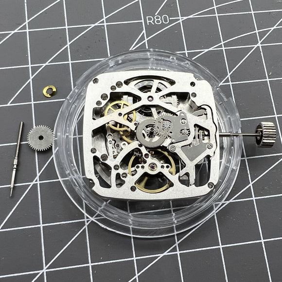 Tianjin Seagull ST25 Square Automatic Mechanical Movement Silver 3 Hands Hollow