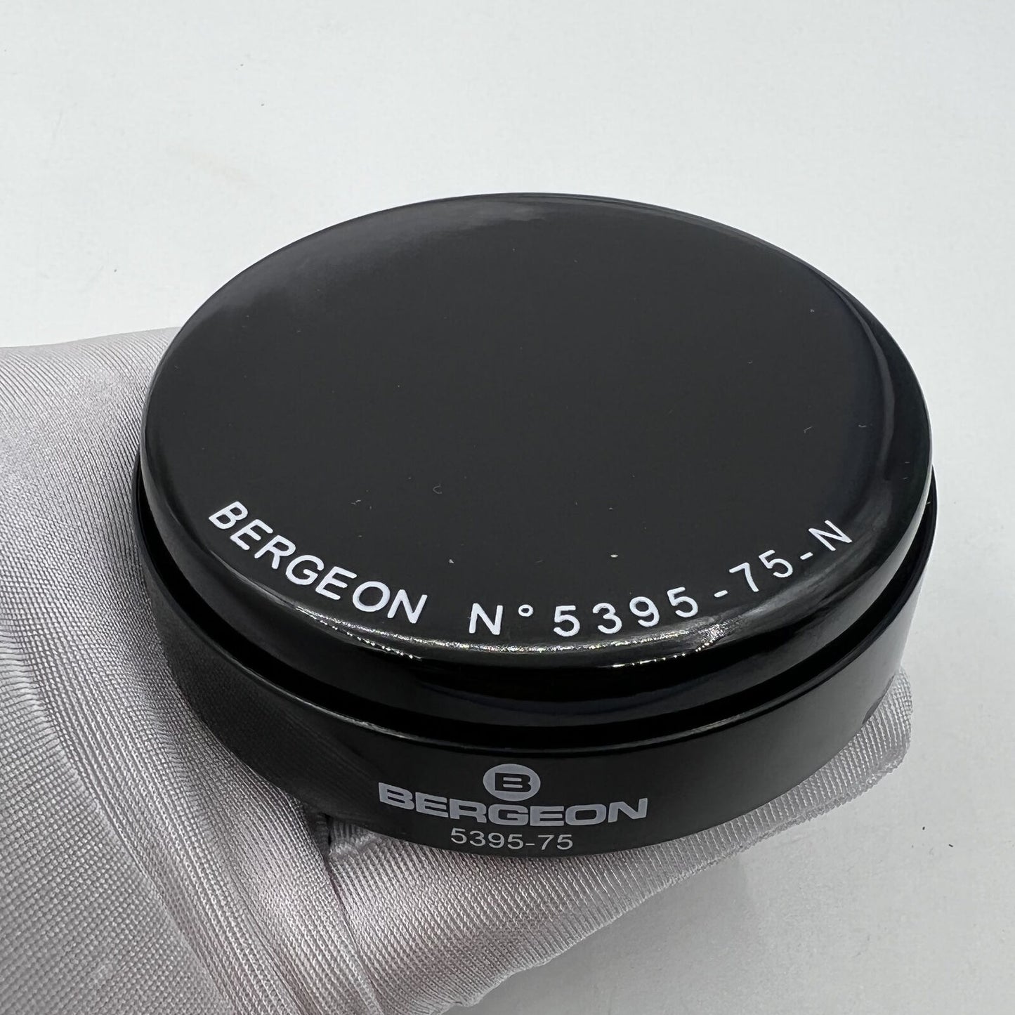 Bergeon 5395-75-N black gel watch cushion, 75mm for secure protection and shock absorption.