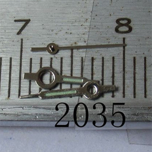 7mm silver trim green luminous watch hand for Miyota 2035 series, enhancing readability in low light.