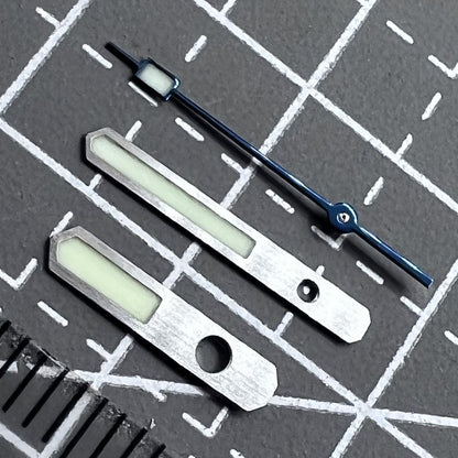 Blaues mattes Sekundenzeiger Set mit grünem Leuchtmittel für SPB143J1 NH35 NH36