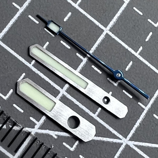 Blaues mattes Sekundenzeiger Set mit grünem Leuchtmittel für SPB143J1 NH35 NH36