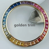 39mm Golden Trim Imitation Diamond Gemstone Watch Bezel for VK63 Movement