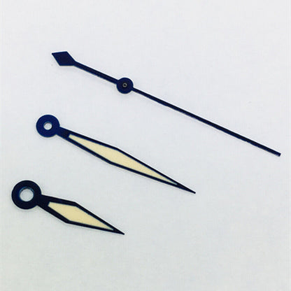 Blue trim diamond-shaped orange lume watch hands for ETA2836/2846/2824/2846 movements, precision fit for watchmakers.