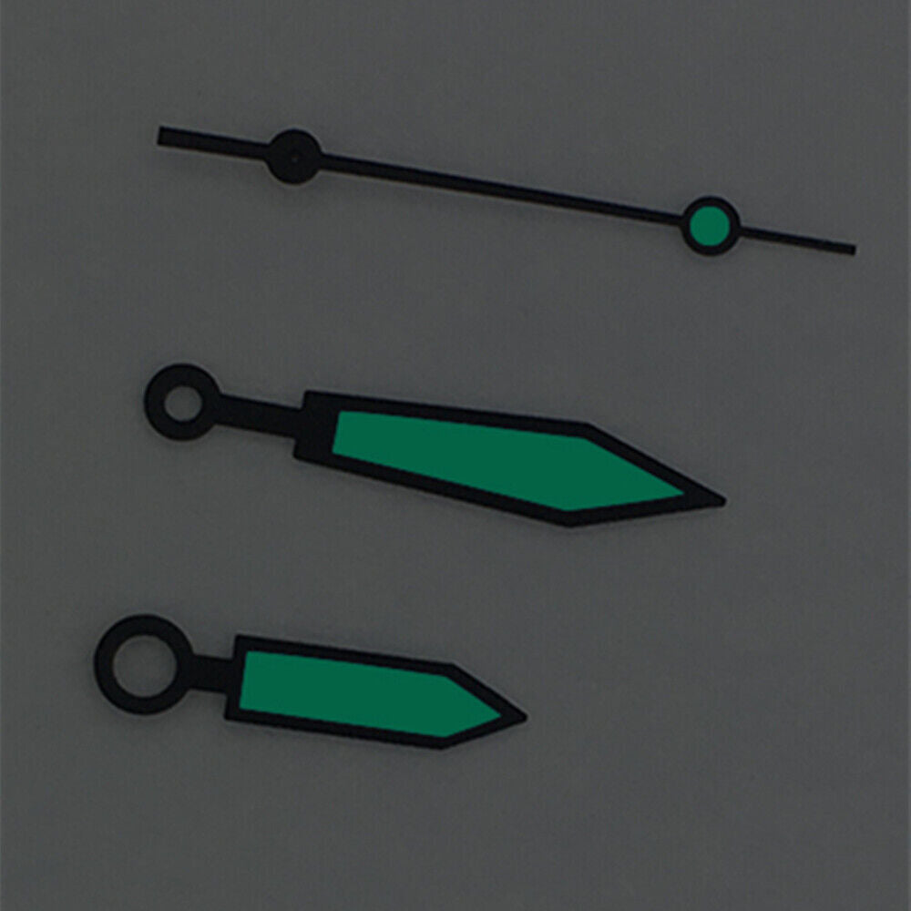 Blue luminous watch hands with polished black trim for ETA2836/2846/2824 movements.