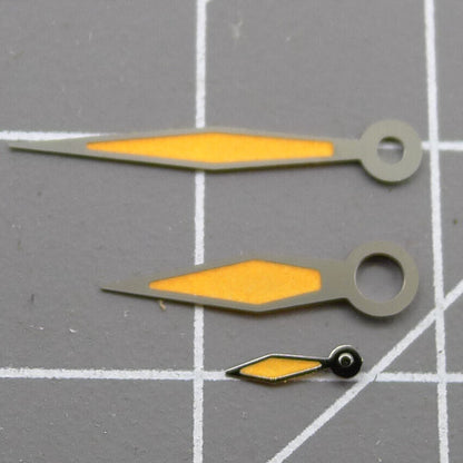 Orange lume pilot watch hands designed for Seagull ST3600/ST3621, ETA6497/6498 movements, enhancing readability.