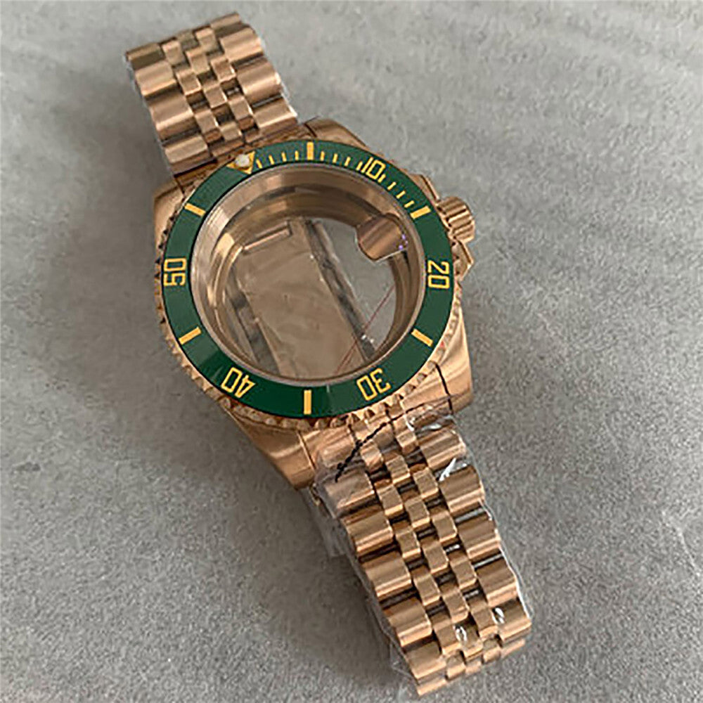 40 mm goldenes Uhrengehäuse-Armband für NH35/36-Uhrwerk, modifiziertes Saphirglas 