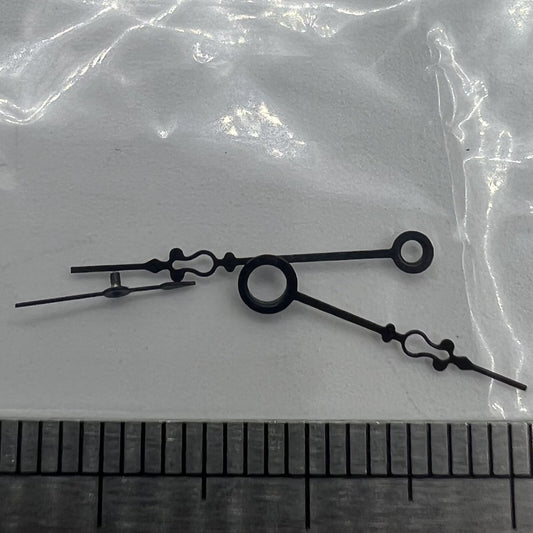 Small black floral watch hands for Seagull ST3600/3621 and ETA 6497/6498 movements, precision crafted.
