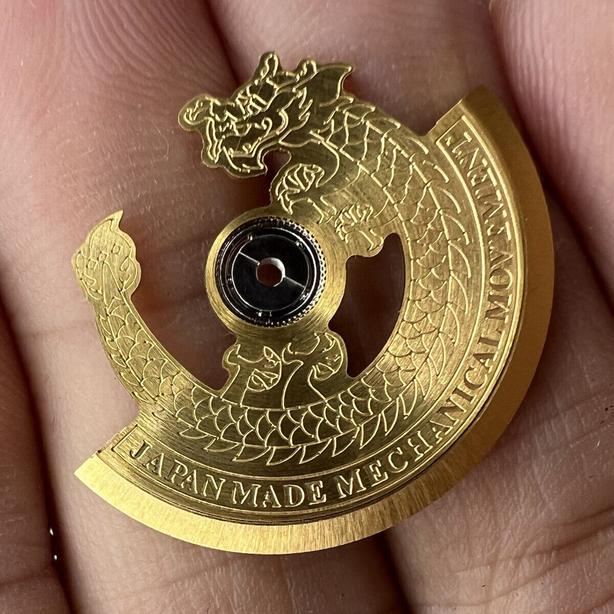 Golden Dragon carved rotor oscillating weight for NH35 NH36 watch movement, enhancing precision and style.