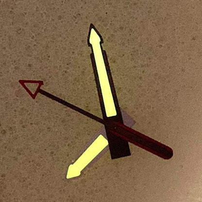 Yellow arrow-shaped luminous watch hands with black trim for NH35, NH36, 4R, 7S movements