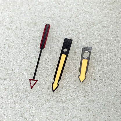 Yellow arrow-shaped luminous watch hands with black trim for NH35, NH36, 4R, 7S movements.