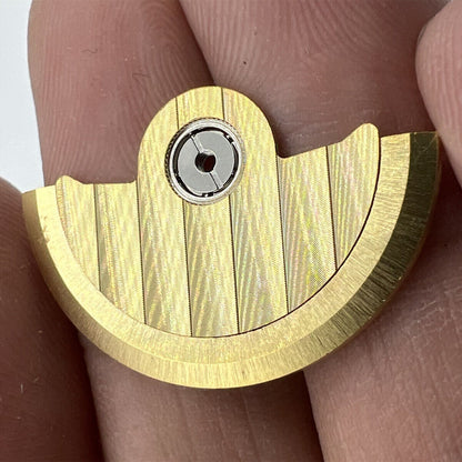 Golden Line Wave carved rotor oscillating weight for Miyota NH35 NH36 movement, enhancing mechanical watch performance.