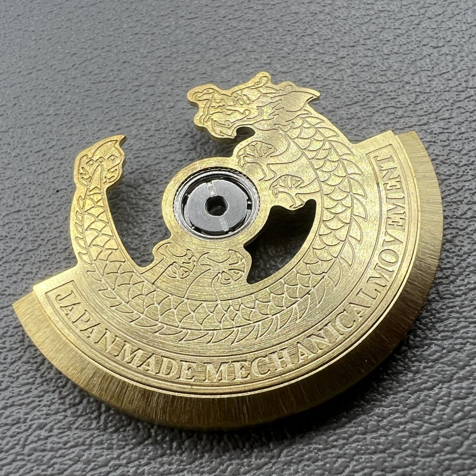 Golden Dragon engraved oscillating weight rotor for NH35 NH36 watch movement, enhancing Seiko-style automatic watches.