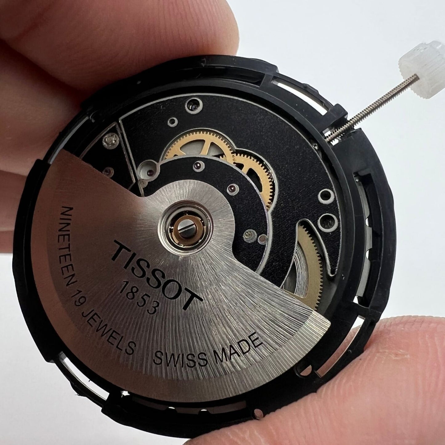 ETA C15.111 chronograph mechanical watch movement with 1853 white dial, Swiss Made craftsmanship.