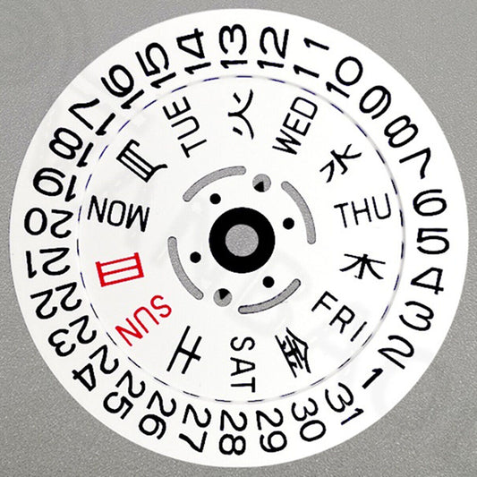White date disk wheel with Japanese font for NH36 movement, crown 3/3.8 position, precision fit.