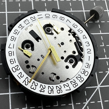 ETA G10.212 quartz watch movement with three hands and date display by ETA, precision timekeeping component.