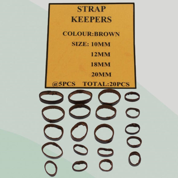 20pcs 4 Sizes 10-20mm Brown Watch Leather Strap Keepers Watch Parts